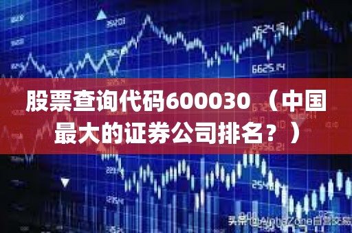 股票查询代码600030 （中国最大的证券公司排名？）