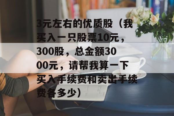 3元左右的优质股（我买入一只股票10元，300股，总金额3000元，请帮我算一下买入手续费和卖出手续费各多少）