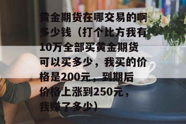 黄金期货在哪交易的啊多少钱（打个比方我有10万全部买黄金期货可以买多少，我买的价格是200元，到期后价格上涨到250元，我赚了多少）